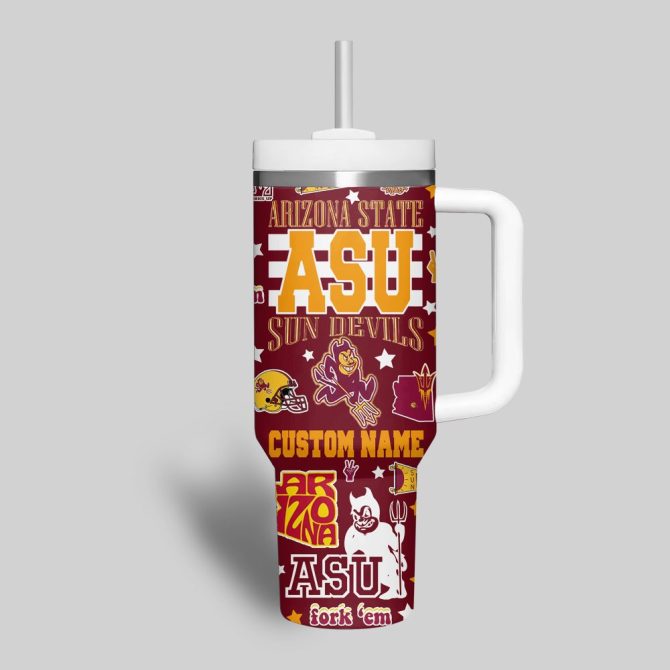 Arizona State Sun Devils Ncaa Custom Stanley Quencher 40Oz Stainless Steel Tumbler With Handle - Image 3
