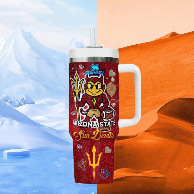 Arizona State Sun Devils Ncaa Sports Custom Stanley Quencher 40Oz Stainless Steel Tumbler With Handle