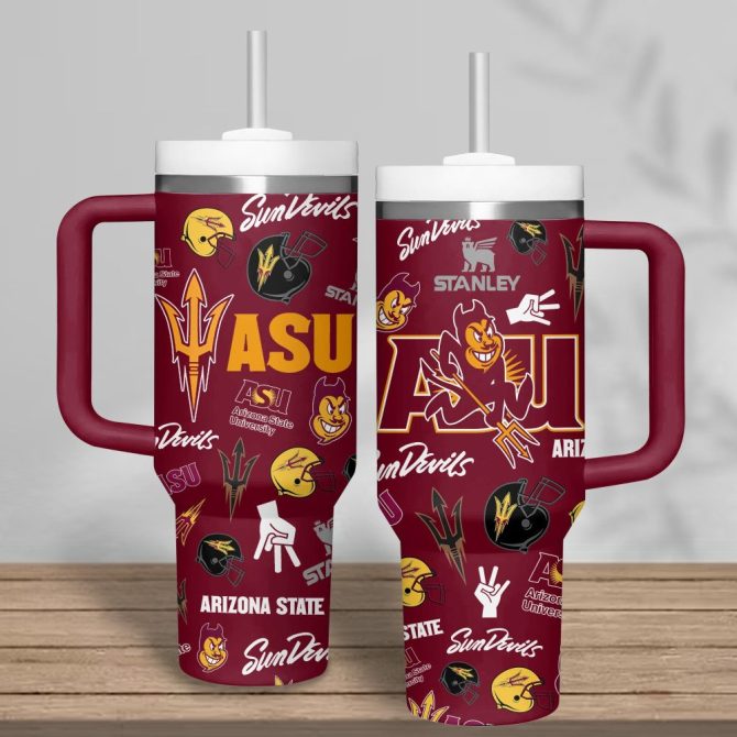 Arizona State Sun Devils Ncaa Sports Custom Stanley Quencher 40Oz Stainless Steel Tumbler With Handle - Image 4