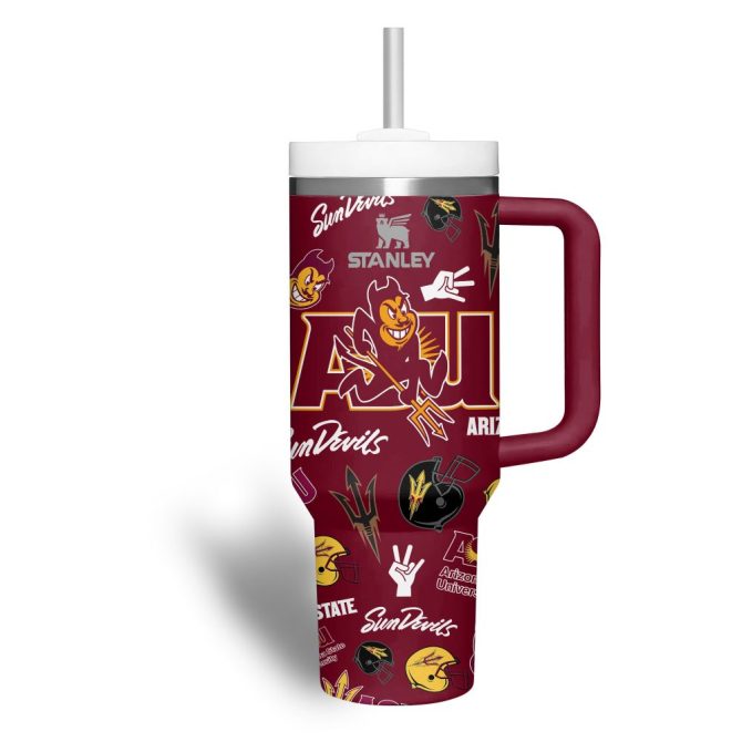 Arizona State Sun Devils Ncaa Sports Custom Stanley Quencher 40Oz Stainless Steel Tumbler With Handle - Image 5