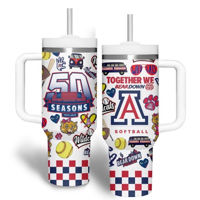 Arizona Wildcats Basketball Ncaa Custom Stanley Quencher 40Oz Stainless Steel Tumbler - Image 3