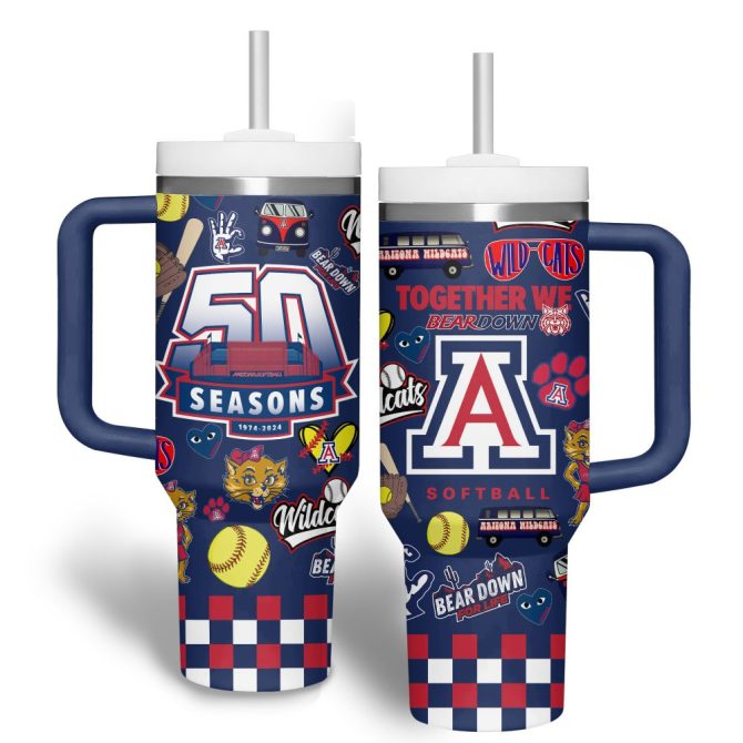 Arizona Wildcats Basketball Ncaa Custom Stanley Quencher 40Oz Stainless Steel Tumbler - Image 4