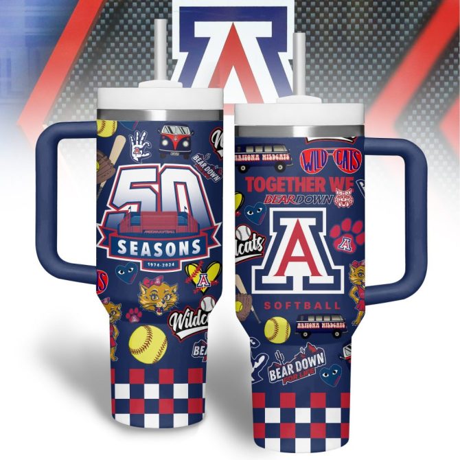 Arizona Wildcats Basketball Ncaa Custom Stanley Quencher 40Oz Stainless Steel Tumbler