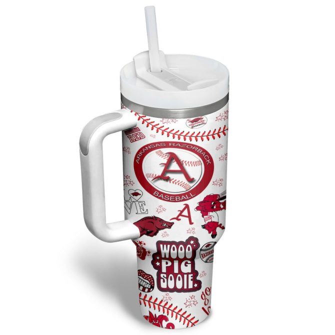 Arkansas Razorbacks Basketball Ncaa Custom Stanley Quencher 40Oz Stainless Steel Tumbler - Image 6