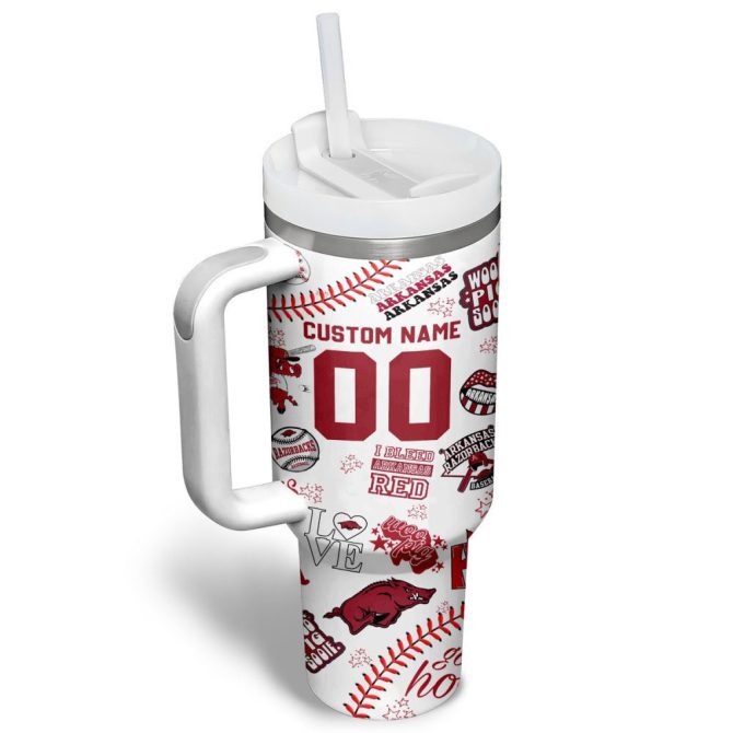 Arkansas Razorbacks Basketball Ncaa Custom Stanley Quencher 40Oz Stainless Steel Tumbler - Image 5