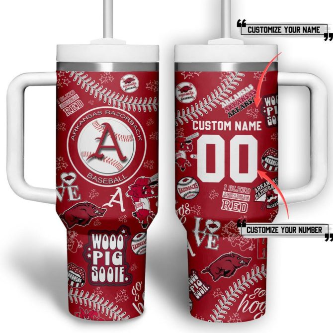 Arkansas Razorbacks Basketball Ncaa Custom Stanley Quencher 40Oz Stainless Steel Tumbler