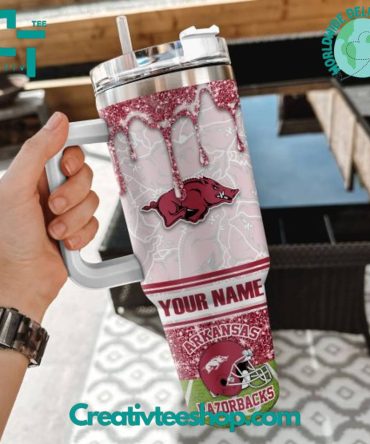 Arkansas Razorbacks Ncaa Custom Stanley Quencher 40Oz Stainless Steel Tumbler With Handle