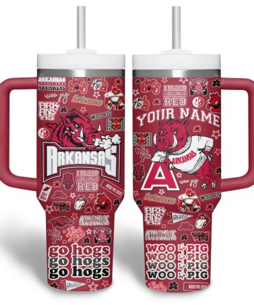 Arkansas Razorbacks Ncaa Custom Stanley Quencher 40Oz Stainless Steel Tumbler With Handle