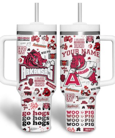 Arkansas Razorbacks Ncaa Custom Stanley Quencher 40Oz Stainless Steel Tumbler With Handle