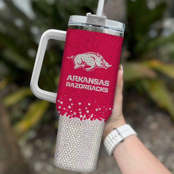 Arkansas Razorbacks Ncaa Custom Stanley Quencher 40Oz Stainless Steel Tumbler With Handle