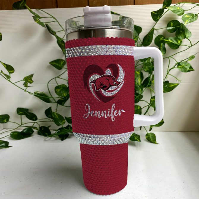 Arkansas Razorbacks Ncaa Custom Stanley Quencher 40Oz Stainless Steel Tumbler With Handle - Image 4