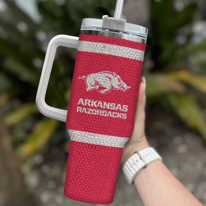 Arkansas Razorbacks Ncaa Custom Stanley Quencher 40Oz Stainless Steel Tumbler With Handle - Image 2