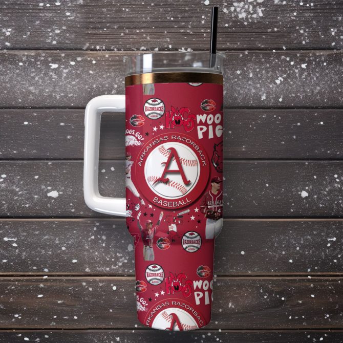 Arkansas Razorbacks Ncaa Sports Custom Stanley Quencher 40Oz Stainless Steel Tumbler - Image 2