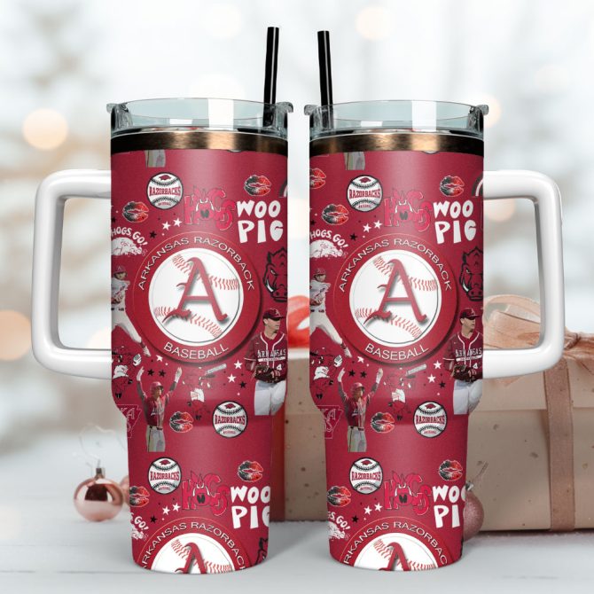 Arkansas Razorbacks Ncaa Sports Custom Stanley Quencher 40Oz Stainless Steel Tumbler - Image 4