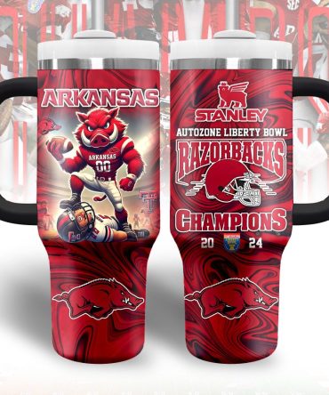 Arkansas Razorbacks Ncaa Sports Custom Stanley Quencher 40Oz Stainless Steel Tumbler With Handle