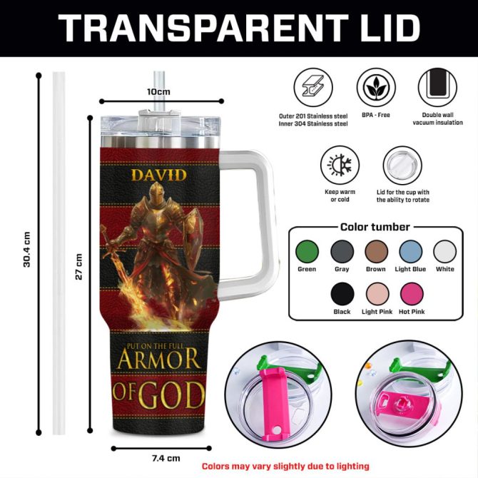 Armor Of God Custom Stanley Quencher 40Oz Stainless Steel Tumbler With Handle - Image 10