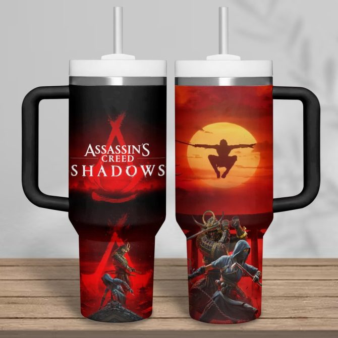 Assassin #8217;S Creed Shadows Games Custom Stanley Quencher 40Oz Stainless Steel Tumbler - Image 3
