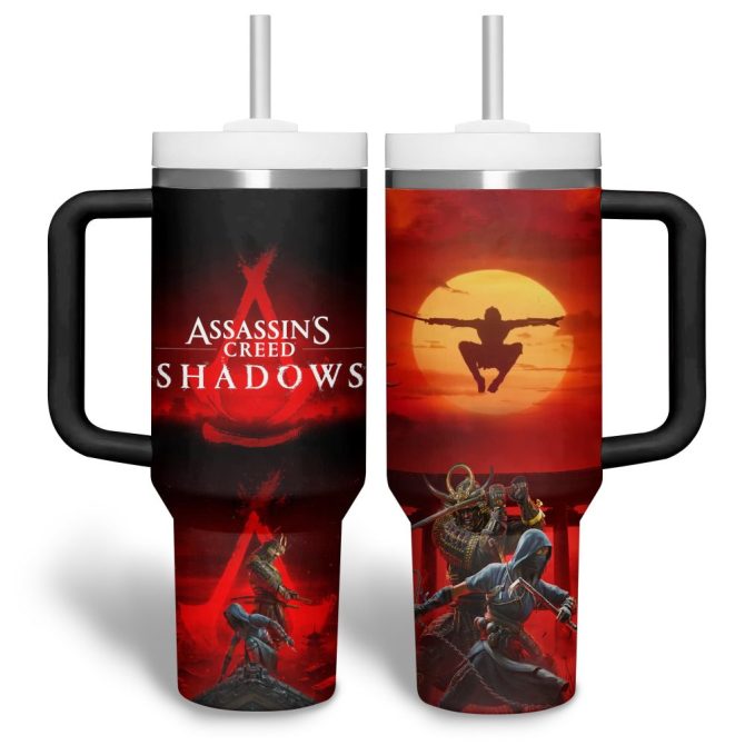 Assassin #8217;S Creed Shadows Games Custom Stanley Quencher 40Oz Stainless Steel Tumbler - Image 2