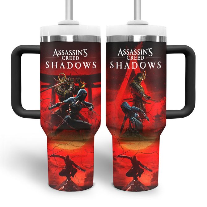 Assassin #8217;S Creed Shadows Games Custom Stanley Quencher 40Oz Stainless Steel Tumbler With Handle - Image 3