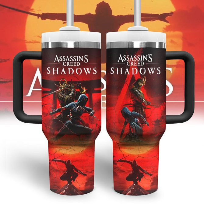 Assassin #8217;S Creed Shadows Games Custom Stanley Quencher 40Oz Stainless Steel Tumbler With Handle
