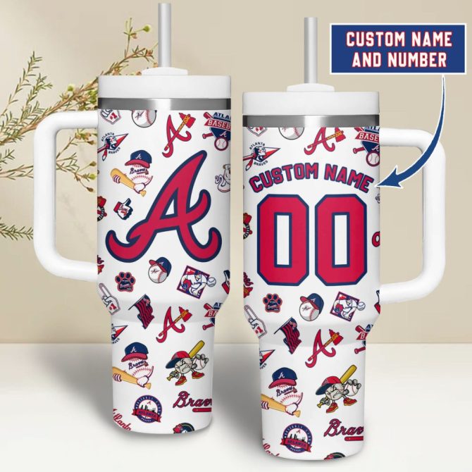 Atlanta Braves Mlb Custom Stanley Quencher 40Oz Stainless Steel - Image 3