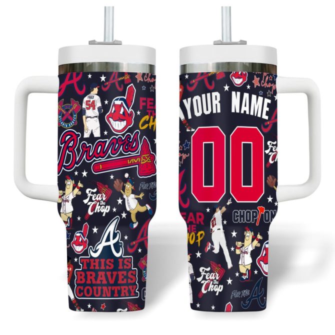 Atlanta Braves Mlb Custom Stanley Quencher 40Oz Stainless Steel Tumbler - Image 2