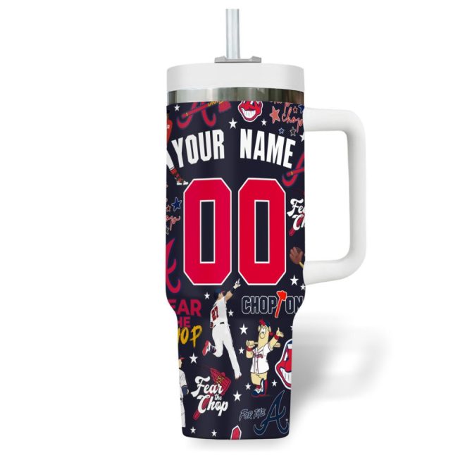 Atlanta Braves Mlb Custom Stanley Quencher 40Oz Stainless Steel Tumbler - Image 3