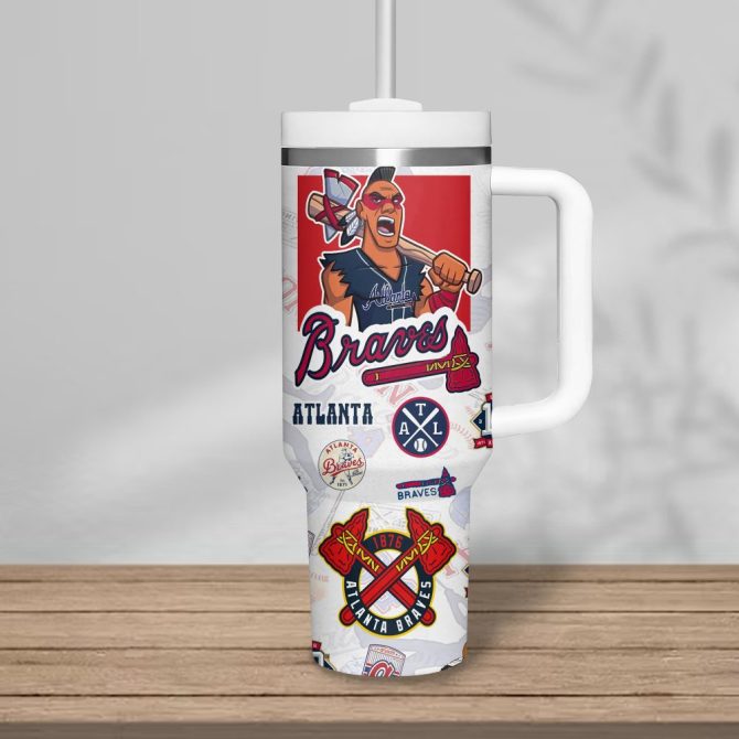 Atlanta Braves Mlb Custom Stanley Quencher 40Oz Stainless Steel Tumbler - Image 3