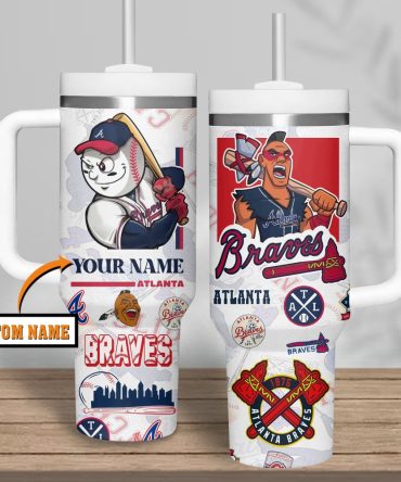 Atlanta Braves Mlb Custom Stanley Quencher 40Oz Stainless Steel Tumbler