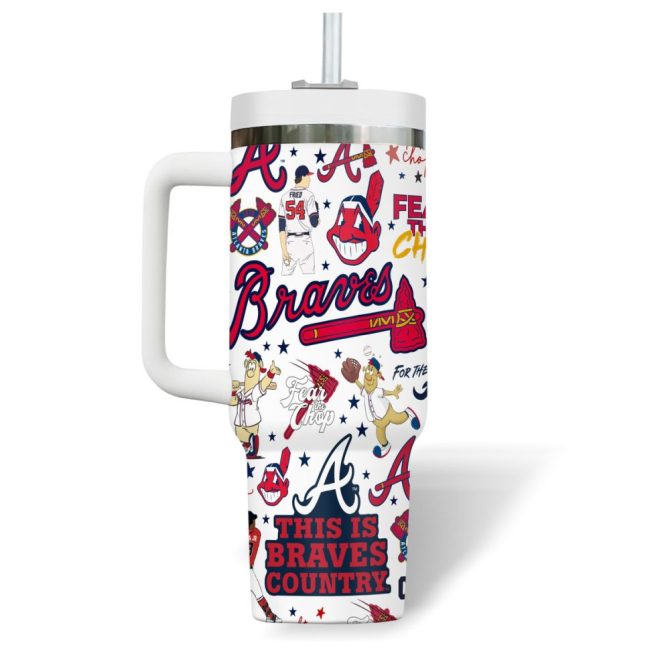 Atlanta Braves Mlb Custom Stanley Quencher 40Oz Stainless Steel Tumbler - Image 6