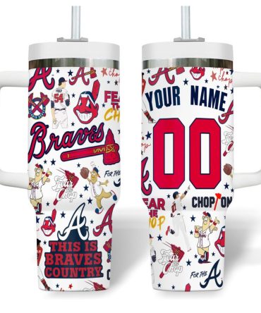 Atlanta Braves Mlb Custom Stanley Quencher 40Oz Stainless Steel Tumbler