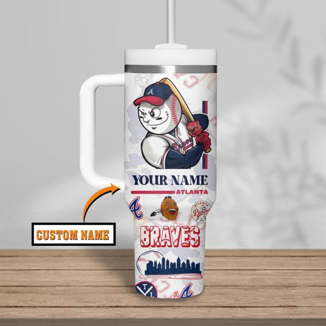 Atlanta Braves Mlb Custom Stanley Quencher 40Oz Stainless Steel Tumbler - Image 2