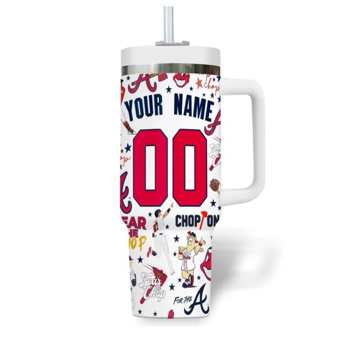 Atlanta Braves Mlb Custom Stanley Quencher 40Oz Stainless Steel Tumbler - Image 5