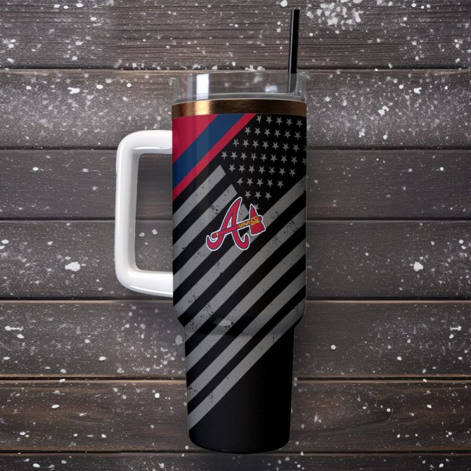 Atlanta Braves Mlb Custom Stanley Quencher 40Oz Stainless Steel Tumbler With Handle - Image 2