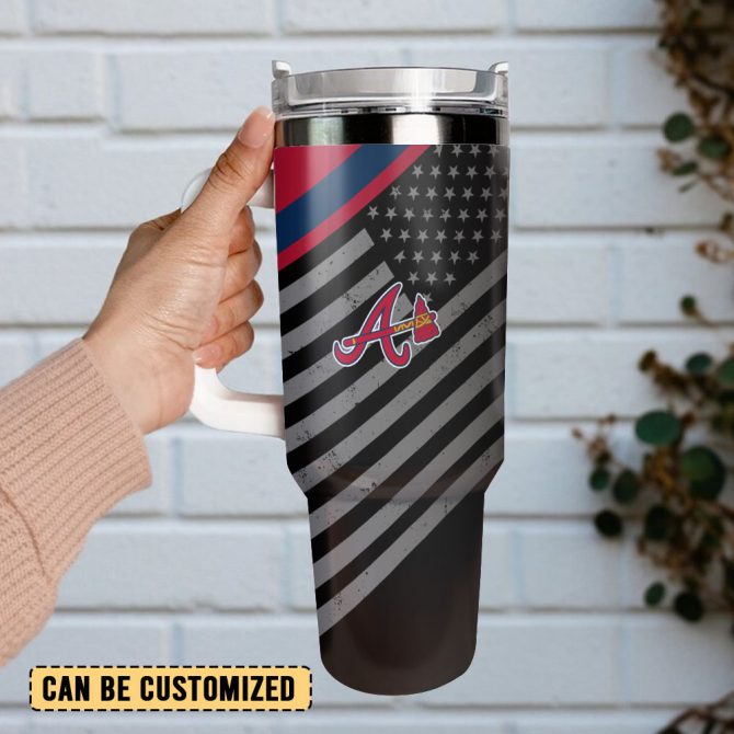Atlanta Braves Mlb Custom Stanley Quencher 40Oz Stainless Steel Tumbler With Handle - Image 3