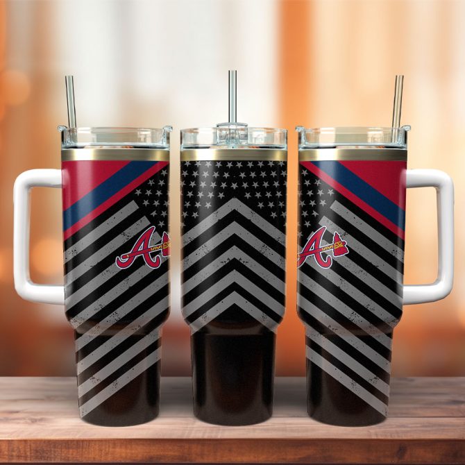 Atlanta Braves Mlb Custom Stanley Quencher 40Oz Stainless Steel Tumbler With Handle