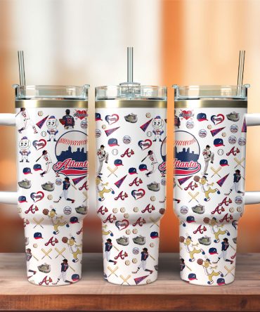 Atlanta Braves Mlb Custom Stanley Quencher 40Oz Stainless Steel Tumbler With Handle