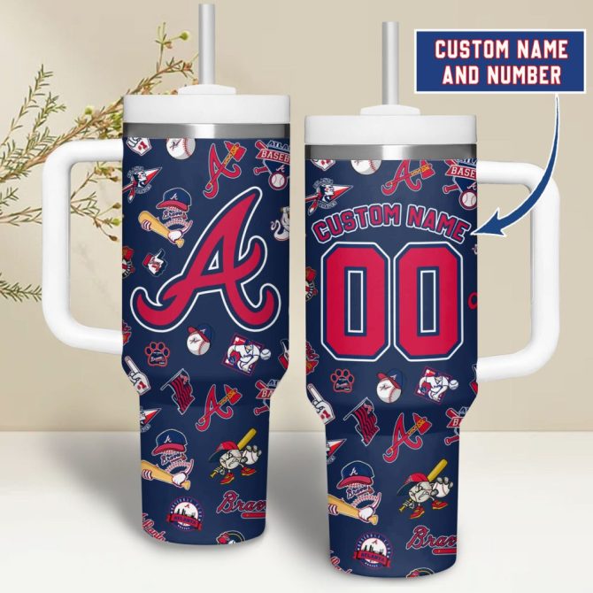 Atlanta Braves Mlb Custom Stanley Quencher 40Oz Stainless Steel