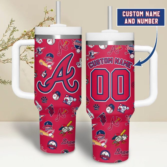 Atlanta Braves Mlb Custom Stanley Quencher 40Oz Stainless Steel - Image 2