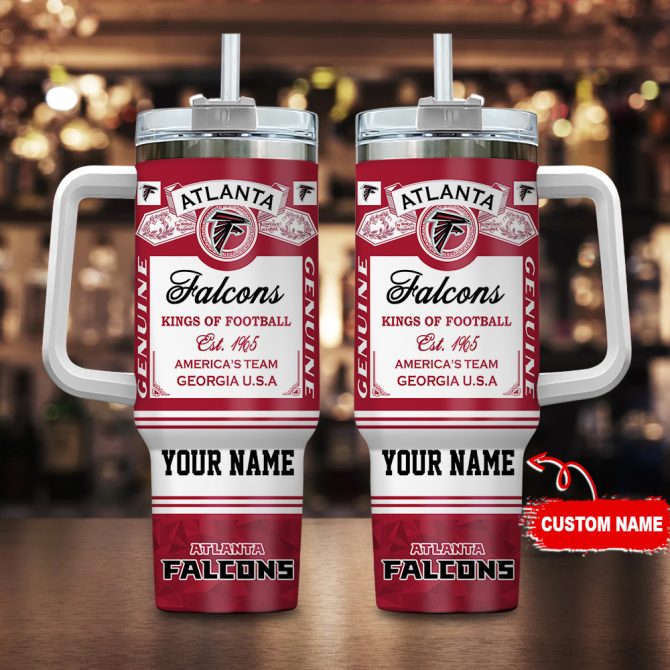 Atlanta Falcons Nfl Custom Stanley Quencher 40Oz Stainless Steel Tumbler With Handle