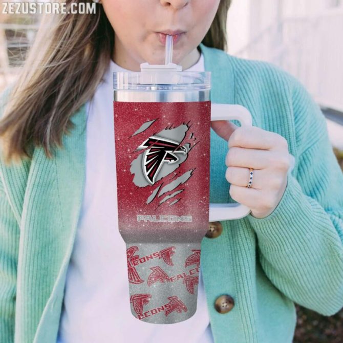 Atlanta Falcons Nfl Custom Stanley Quencher 40Oz Stainless Steel Tumbler With Handle - Image 2