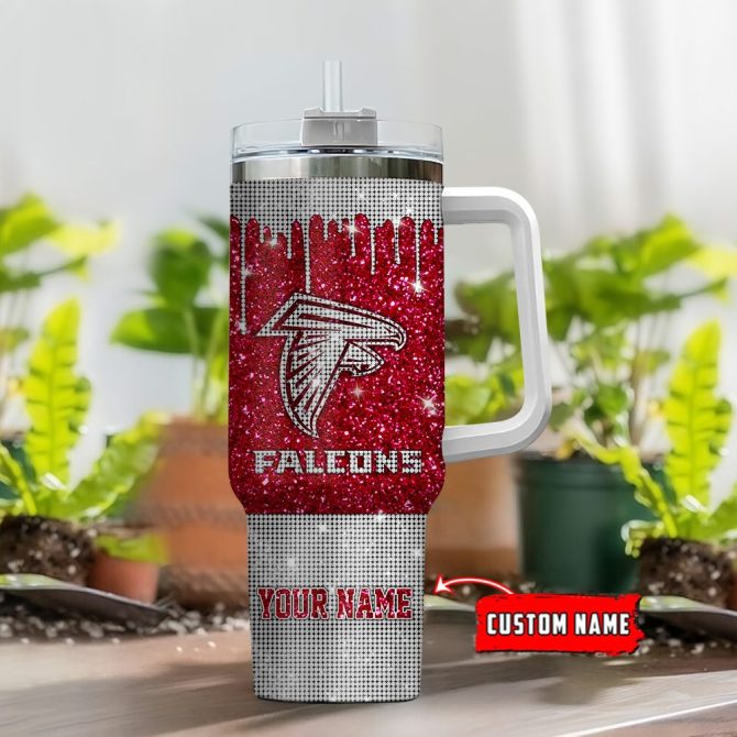 Atlanta Falcons Nfl Glitter Custom Stanley Quencher 40Oz Stainless Steel Tumbler With Handle - Image 2
