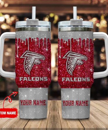 Atlanta Falcons Nfl Glitter Custom Stanley Quencher 40Oz Stainless Steel Tumbler With Handle
