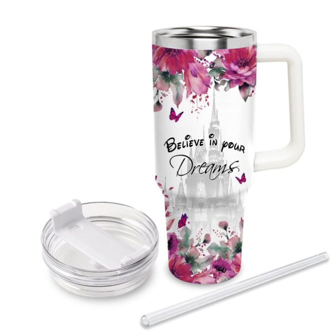 Aurora Disney Princess Cartoon Custom Stanley Quencher 40Oz Stainless Steel Tumbler With Handle - Image 3