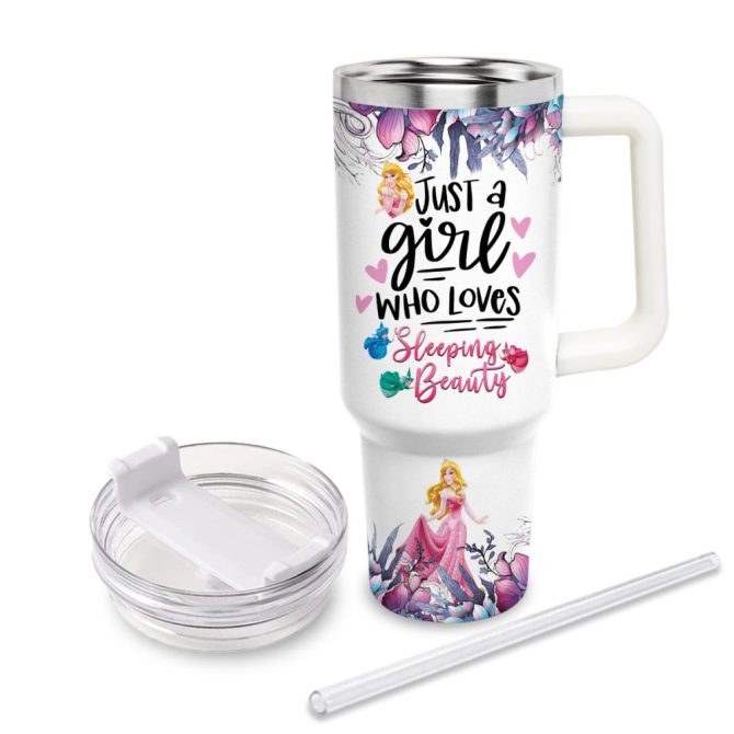 Aurora Disney Princess Cartoon Custom Stanley Quencher 40Oz Stainless Steel Tumbler With Handle - Image 3