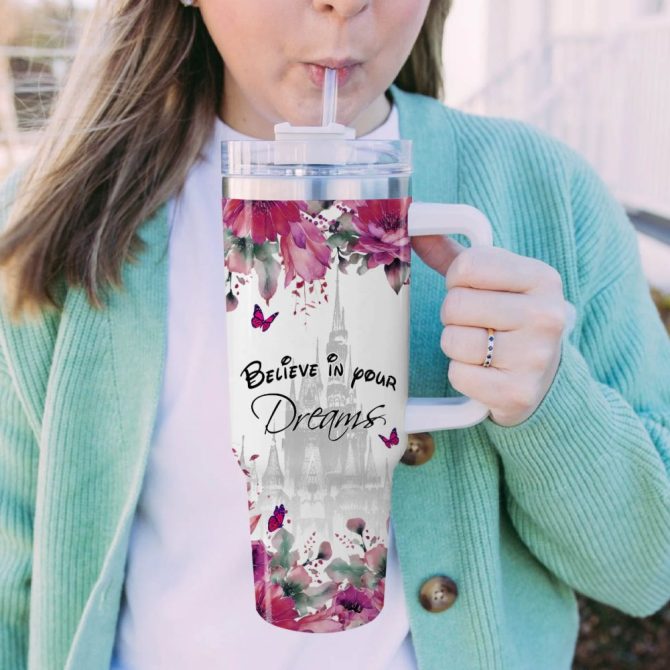 Aurora Disney Princess Cartoon Custom Stanley Quencher 40Oz Stainless Steel Tumbler With Handle - Image 5