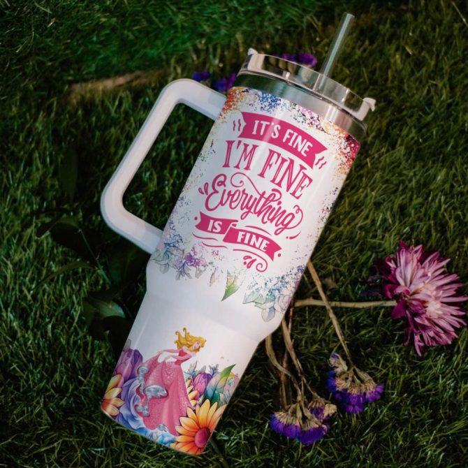 Aurora Disney Princess Cartoon Custom Stanley Quencher 40Oz Stainless Steel Tumbler With Handle - Image 6