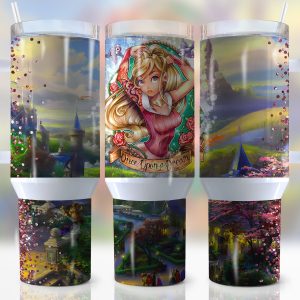 Aurora Sleeping Beauty Disney Cartoon Custom Stanley Quencher 40Oz Stainless Steel Tumbler With Handle