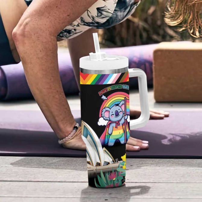 Aussia Pride Month Rainbow Koala Custom Stanley Quencher 40Oz Stainless Steel Tumbler With Handle - Image 6