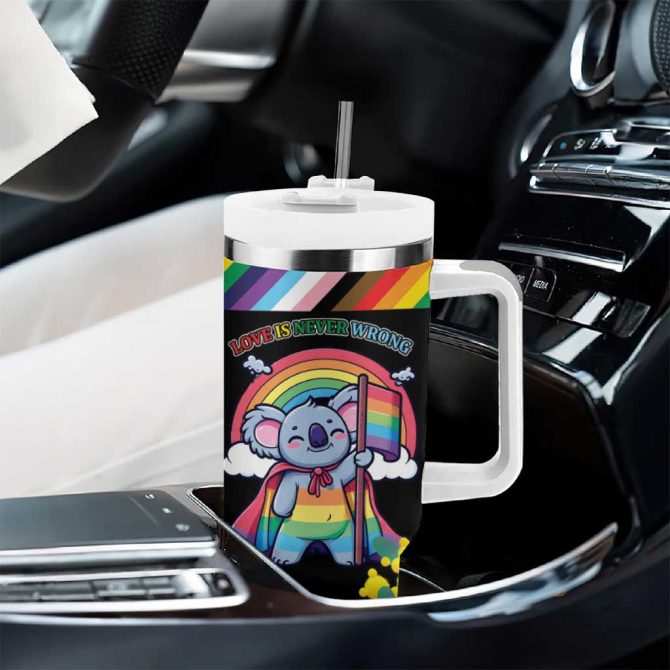 Aussia Pride Month Rainbow Koala Custom Stanley Quencher 40Oz Stainless Steel Tumbler With Handle - Image 8